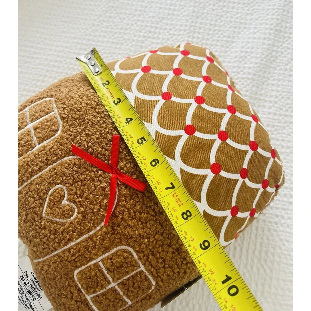 Gingerbread House Shaped Decorative Faux‎ Fur Pillow Home Seasonal Decor 10x10